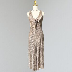 Animal Print Satin Vest Maxi Dress